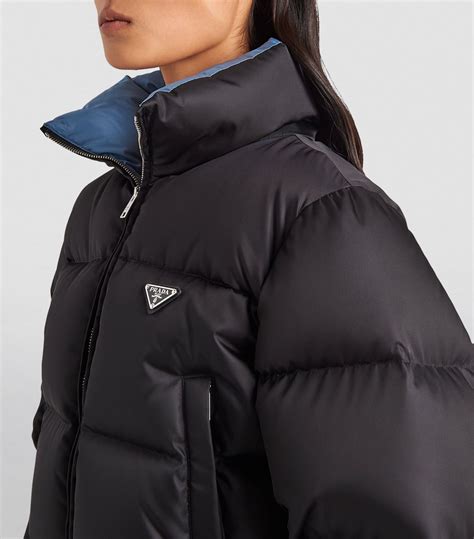 prada puffer jacket womens cropped|Prada cropped cashmere down jacket.